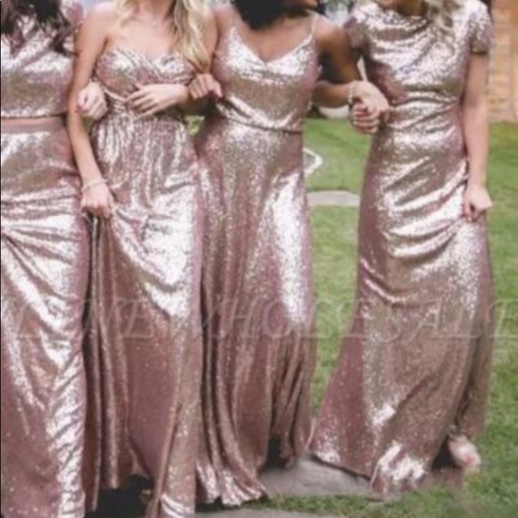 Prom sexy rose gold sequin, or bridesmaid dress - Picture 3 of 8